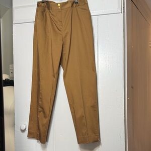 EUC Beautiful Jones New York Women's Camel Trousers Snap ZipFront Dry Cleaned